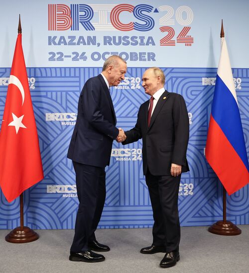 16th BRICS Summit. President of Russia Vladimir Putin meets with President of Turkiye Recep Tayyip Erdogan