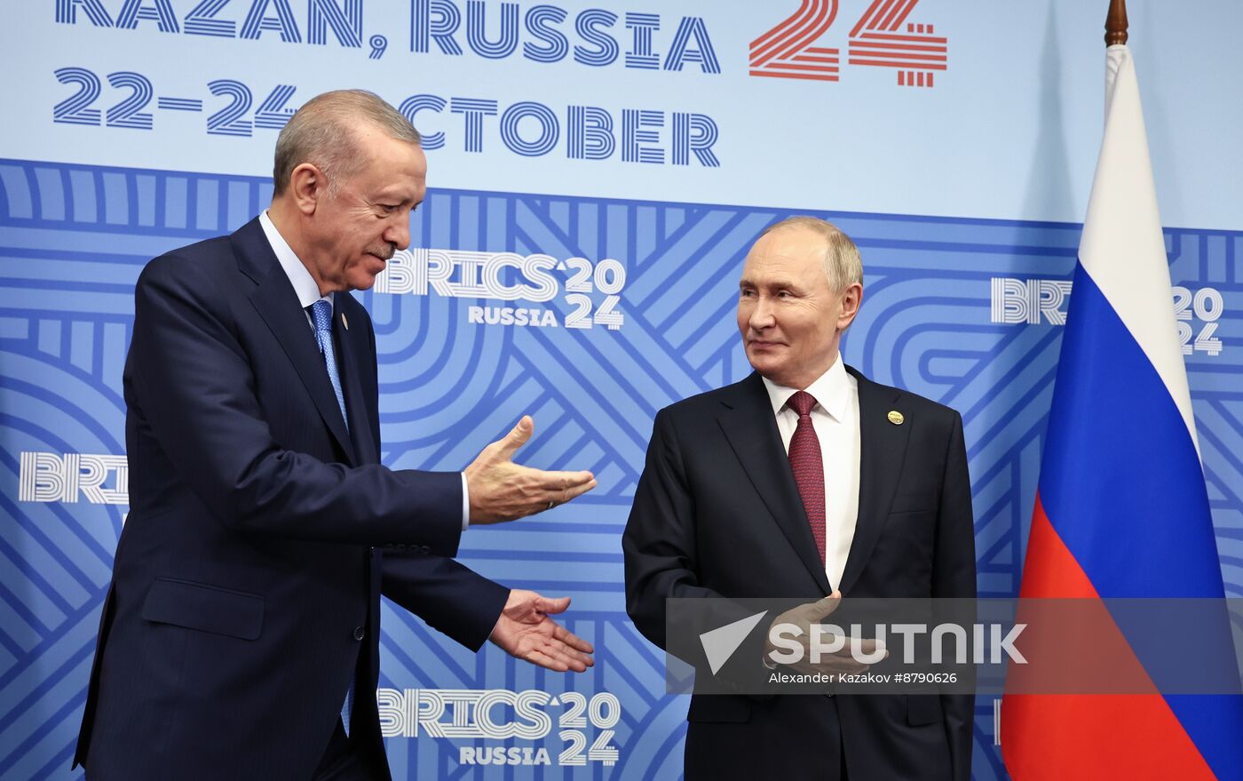 16th BRICS Summit. President of Russia Vladimir Putin meets with President of Turkiye Recep Tayyip Erdogan