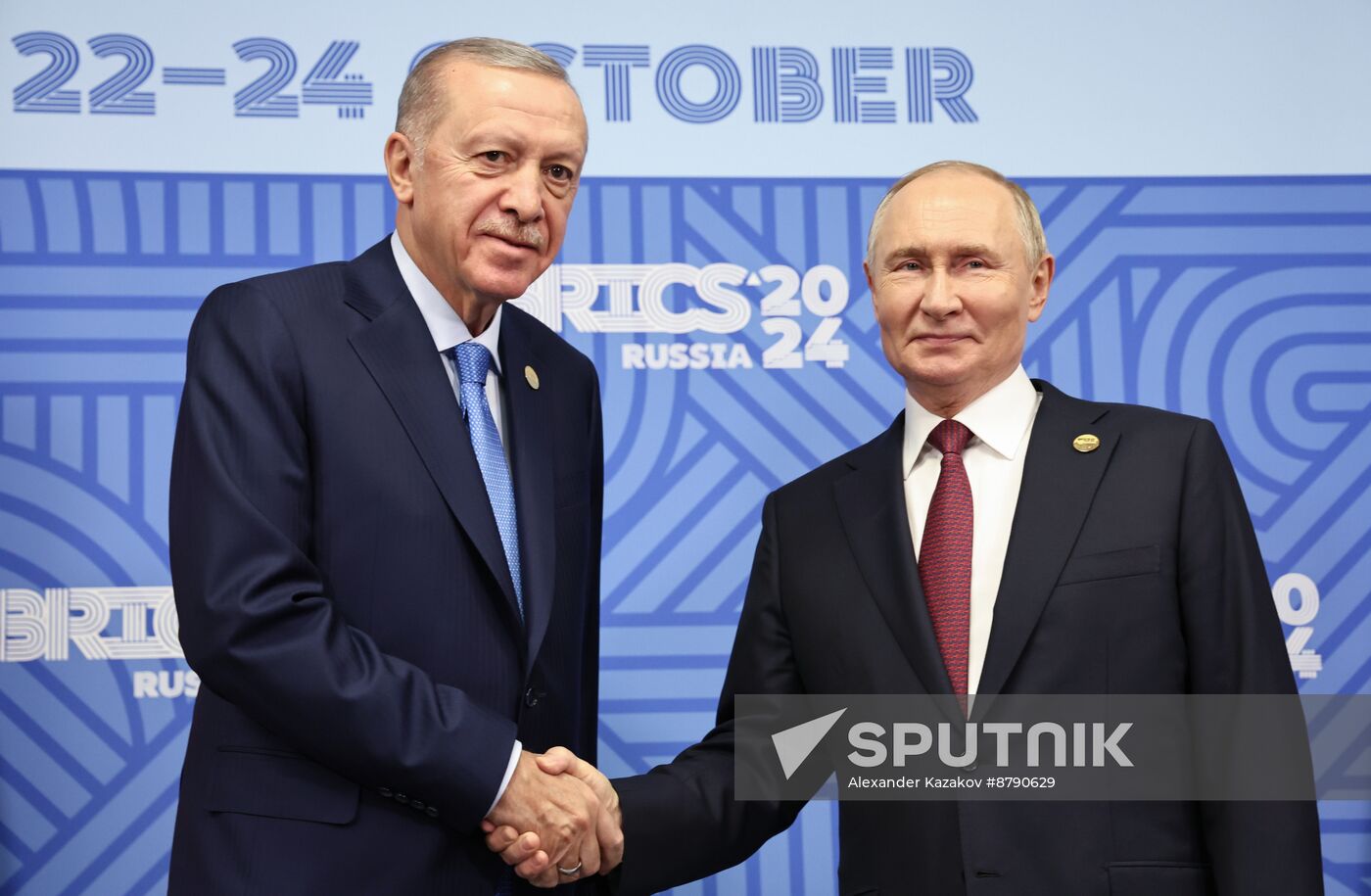 16th BRICS Summit. President of Russia Vladimir Putin meets with President of Turkiye Recep Tayyip Erdogan