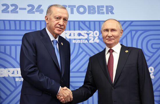 16th BRICS Summit. President of Russia Vladimir Putin meets with President of Turkiye Recep Tayyip Erdogan