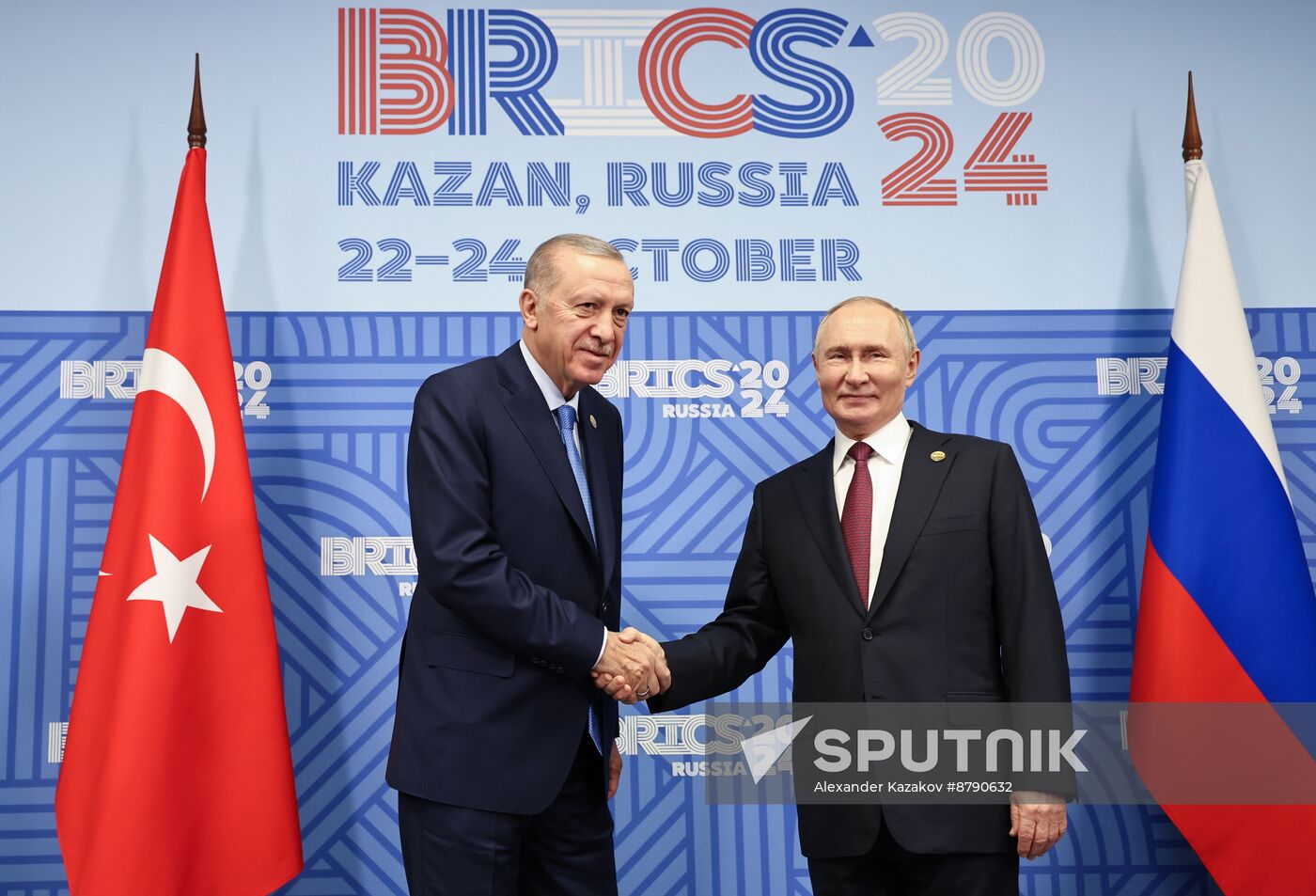 16th BRICS Summit. President of Russia Vladimir Putin meets with President of Turkiye Recep Tayyip Erdogan