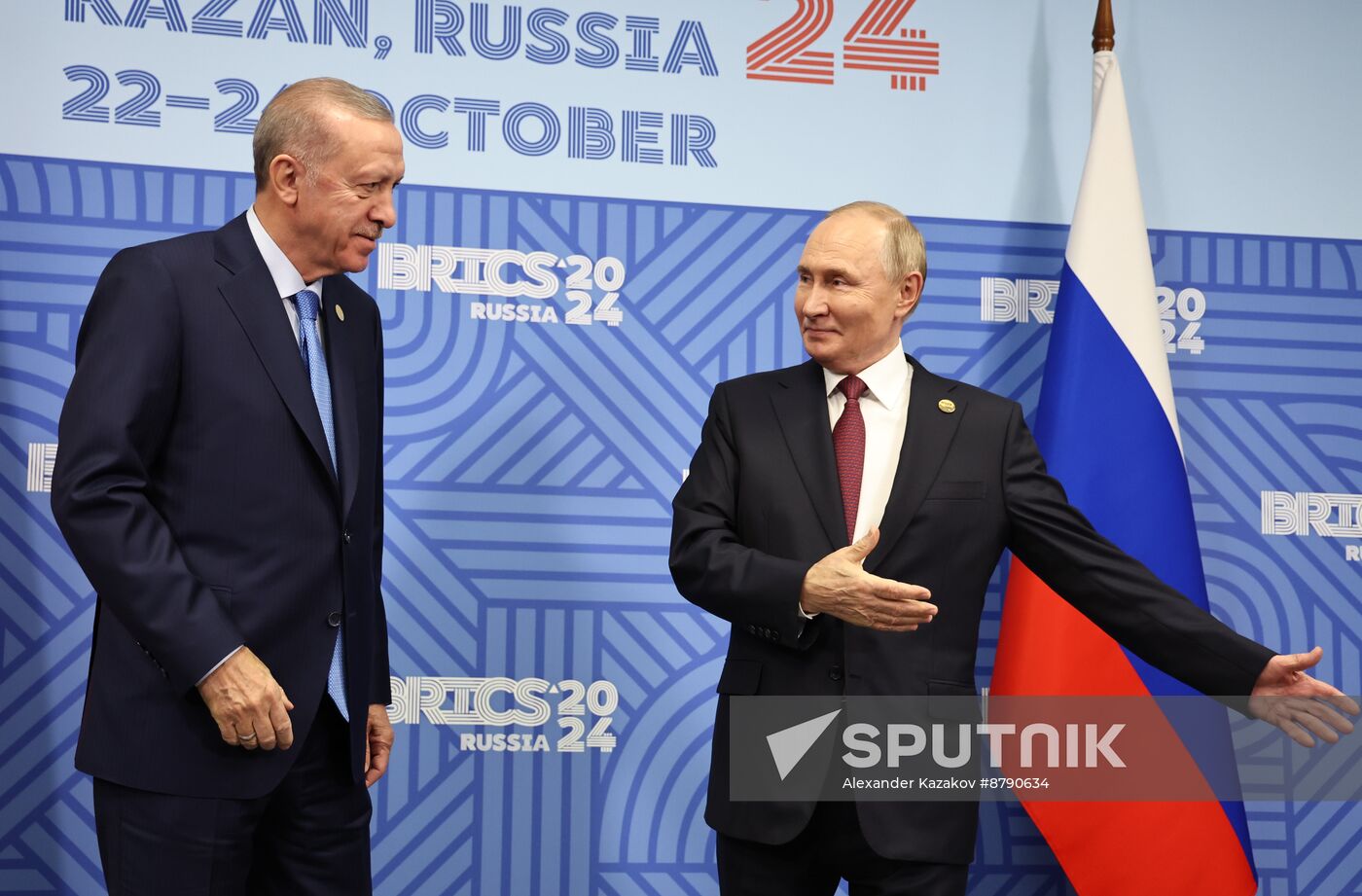 16th BRICS Summit. President of Russia Vladimir Putin meets with President of Turkiye Recep Tayyip Erdogan