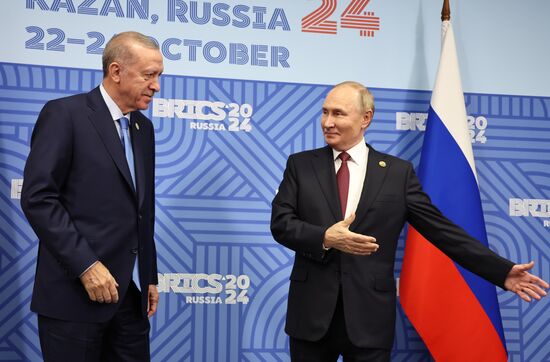 16th BRICS Summit. President of Russia Vladimir Putin meets with President of Turkiye Recep Tayyip Erdogan