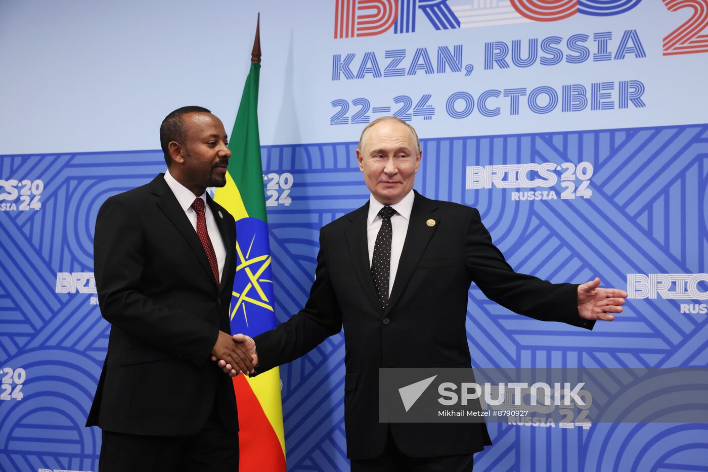 16th BRICS Summit. President of Russia Vladimir Putin meets with Prime Minister of Ethiopia Abiy Ahmed