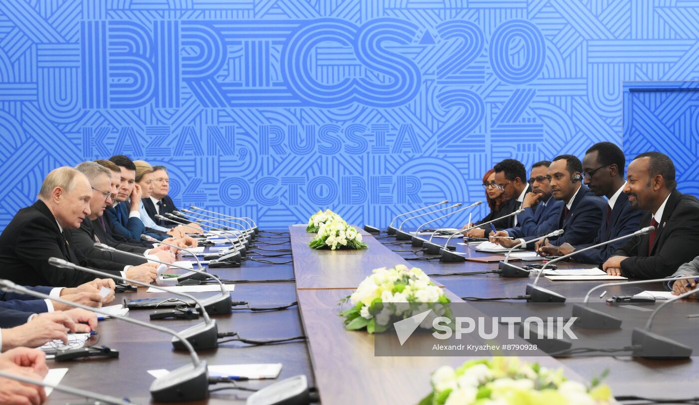 16th BRICS Summit. President of Russia Vladimir Putin meets with Prime Minister of Ethiopia Abiy Ahmed