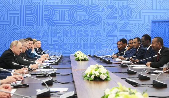 16th BRICS Summit. President of Russia Vladimir Putin meets with Prime Minister of Ethiopia Abiy Ahmed