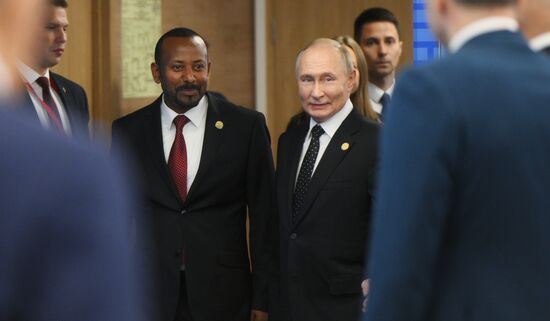 16th BRICS Summit. President of Russia Vladimir Putin meets with Prime Minister of Ethiopia Abiy Ahmed