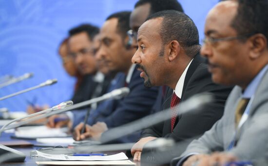 16th BRICS Summit. President of Russia Vladimir Putin meets with Prime Minister of Ethiopia Abiy Ahmed