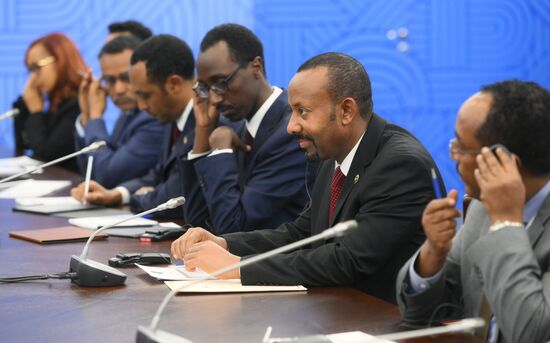 16th BRICS Summit. President of Russia Vladimir Putin meets with Prime Minister of Ethiopia Abiy Ahmed