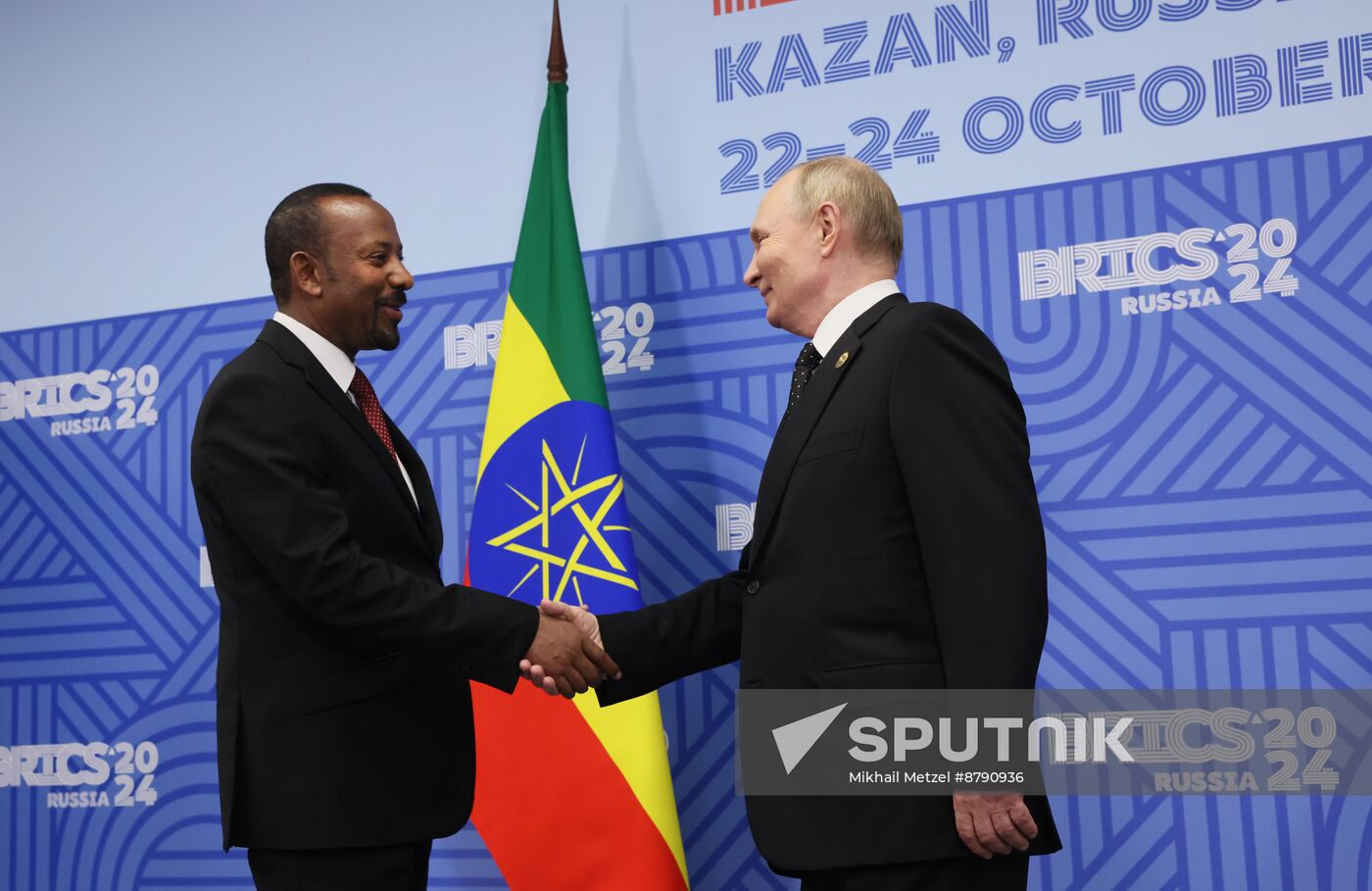 16th BRICS Summit. President of Russia Vladimir Putin meets with Prime Minister of Ethiopia Abiy Ahmed