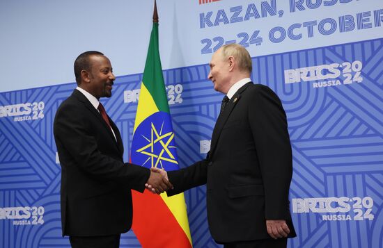 16th BRICS Summit. President of Russia Vladimir Putin meets with Prime Minister of Ethiopia Abiy Ahmed