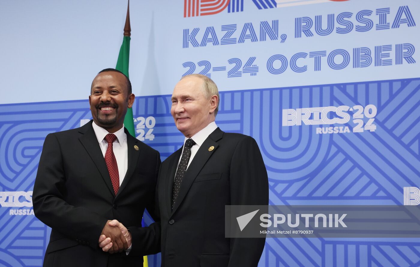 16th BRICS Summit. President of Russia Vladimir Putin meets with Prime Minister of Ethiopia Abiy Ahmed