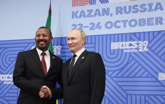 16th BRICS Summit. President of Russia Vladimir Putin meets with Prime Minister of Ethiopia Abiy Ahmed