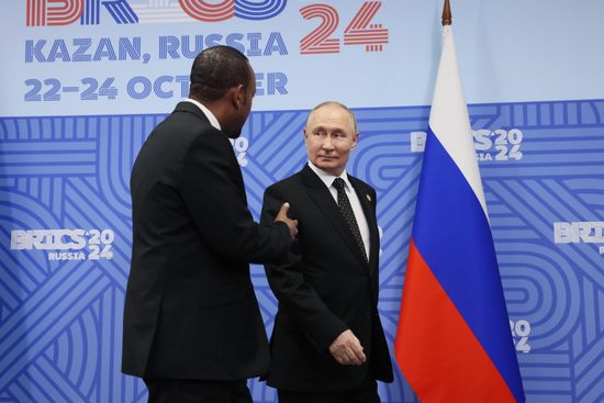 16th BRICS Summit. President of Russia Vladimir Putin meets with Prime Minister of Ethiopia Abiy Ahmed