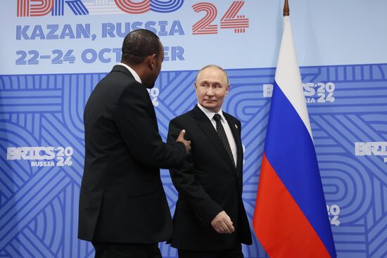 16th BRICS Summit. President of Russia Vladimir Putin meets with Prime Minister of Ethiopia Abiy Ahmed