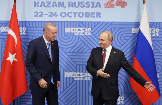 16th BRICS Summit. President of Russia Vladimir Putin meets with President of Turkiye Recep Tayyip Erdogan