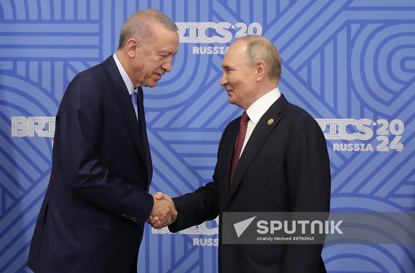 16th BRICS Summit. President of Russia Vladimir Putin meets with President of Turkiye Recep Tayyip Erdogan