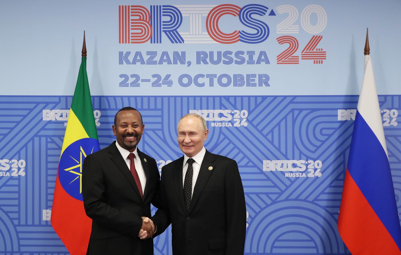 16th BRICS Summit. President of Russia Vladimir Putin meets with Prime Minister of Ethiopia Abiy Ahmed