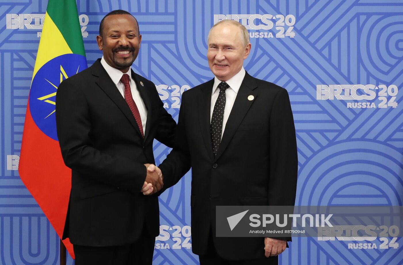 16th BRICS Summit. President of Russia Vladimir Putin meets with Prime Minister of Ethiopia Abiy Ahmed