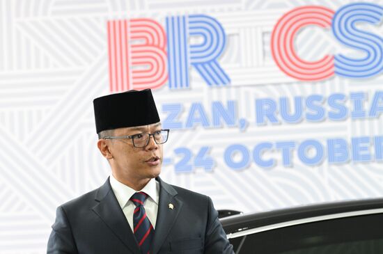 Foreign Minister of Indonesia Sugiono during the arrival of head of delegations at Kazan Expo to attend the 16th BRICS summit. Location: Russia, Republic of Tatarstan, Kazan. Author: Kirill Zykov. 16th BRICS summit. Arrival of participants in Outreach/BRICS Plus meeting