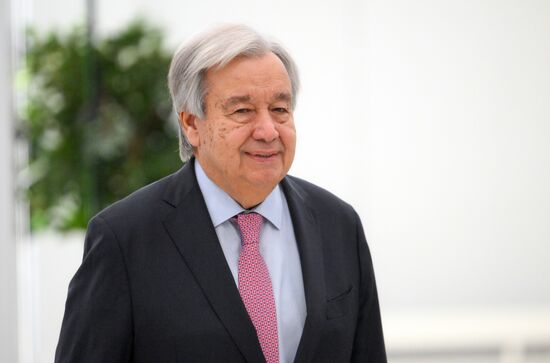 UN Secretary-General Antonio Guterres during the arrival of delegations at Kazan Expo to attend the 16th BRICS summit. Location: Russia, Republic of Tatarstan, Kazan. Author: Maksim Bogodvid. 16th BRICS summit. Arrival of participants in Outreach/BRICS Plus meeting