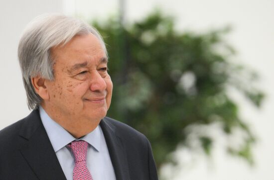 UN Secretary-General Antonio Guterres during the arrival of delegations at Kazan Expo to attend the 16th BRICS summit. Location: Russia, Republic of Tatarstan, Kazan. Author: Maksim Bogodvid. 16th BRICS summit. Arrival of participants in Outreach/BRICS Plus meeting