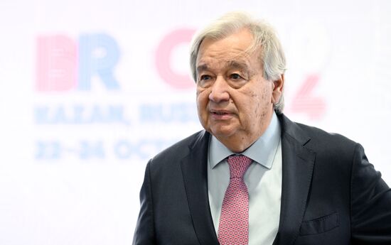 UN Secretary-General Antonio Guterres during the arrival of delegations at Kazan Expo to attend the 16th BRICS summit. Location: Russia, Republic of Tatarstan, Kazan. Author: Kirill Zykov. 16th BRICS summit. Arrival of participants in Outreach/BRICS Plus meeting