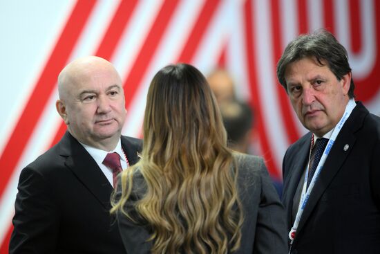 Serbian Minister Nenad Popovic, left, and Serbian Defense Minister Bratislav Gasic during the arrival of head of delegations at Kazan Expo to attend the 16th BRICS summit. Location: Russia, Republic of Tatarstan, Kazan. Author: Vladimir Astapkovich. 16th BRICS summit. Arrival of participants in Outreach/BRICS Plus meeting