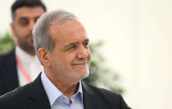 President of Iran Masoud Pezeshkian during the arrival of delegations at Kazan Expo to attend the 16th BRICS summit. Location: Russia, Republic of Tatarstan, Kazan. Author: Maksim Bogodvid. 16th BRICS summit. Arrival of participants in Outreach/BRICS Plus meeting