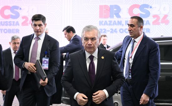 President of Uzbekistan Shavkat Mirziyoyev during the arrival of delegations at Kazan Expo to attend the 16th BRICS summit. Location: Russia, Republic of Tatarstan, Kazan. Author: Kirill Zykov. 16th BRICS summit. Arrival of participants in Outreach/BRICS Plus meeting