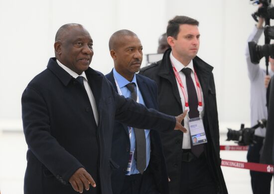 President of South Africa Cyril Ramaphosa during the arrival of delegations at Kazan Expo to attend the 16th BRICS summit. Location: Russia, Republic of Tatarstan, Kazan. Author: Maksim Bogodvid. 16th BRICS summit. Arrival of participants in Outreach/BRICS Plus meeting