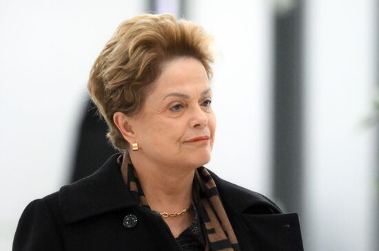 President of the BRICS New Development Bank Dilma Rousseff during the arrival of delegations at Kazan Expo to attend the 16th BRICS summit. Location: Russia, Republic of Tatarstan, Kazan. Author: Maksim Bogodvid. 16th BRICS summit. Arrival of participants in Outreach/BRICS Plus meeting