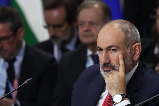 Armenian Prime Minister Nikol Pashinyan attends the Outreach/BRICS Plus format session at the 16th BRICS summit in Kazan, Republic of Tatarstan, Russia. Location: Russia, Republic of Tatarstan, Kazan. Author: Alexander Kazakov/Sputnik. 16th BRICS summit. Outreach/BRICS Plus meeting. Plenary session