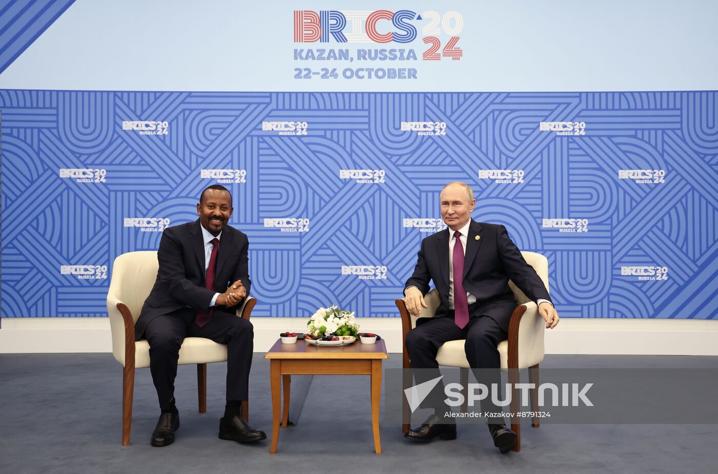 16th BRICS Summit. Meeting of the President of the Russian Federation Putin with Ethiopian Prime Minister A. A. Ali