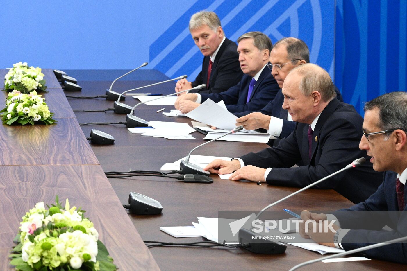 16th BRICS Summit. President of Russia Vladimir Putin meets with President of Laos Thongloun Sisoulith