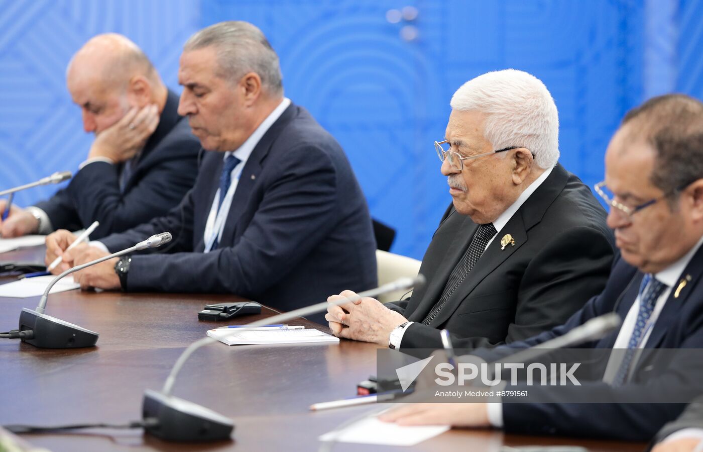 16th BRICS Summit. Meeting of President of Russia Vladimir Putin with President of Palestine Mahmoud Abbas