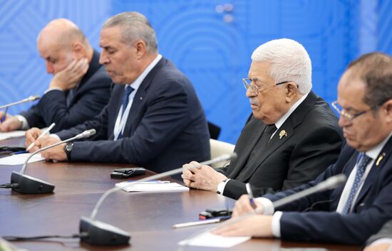 16th BRICS Summit. Meeting of President of Russia Vladimir Putin with President of Palestine Mahmoud Abbas