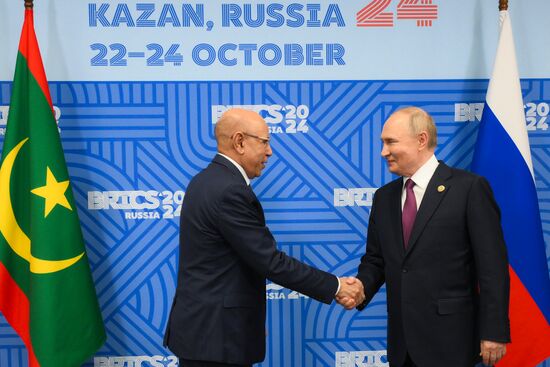 16th BRICS Summit. President of Russia Vladimir Putin meets with President of Mauritania Mohamed Ould Ghazouani