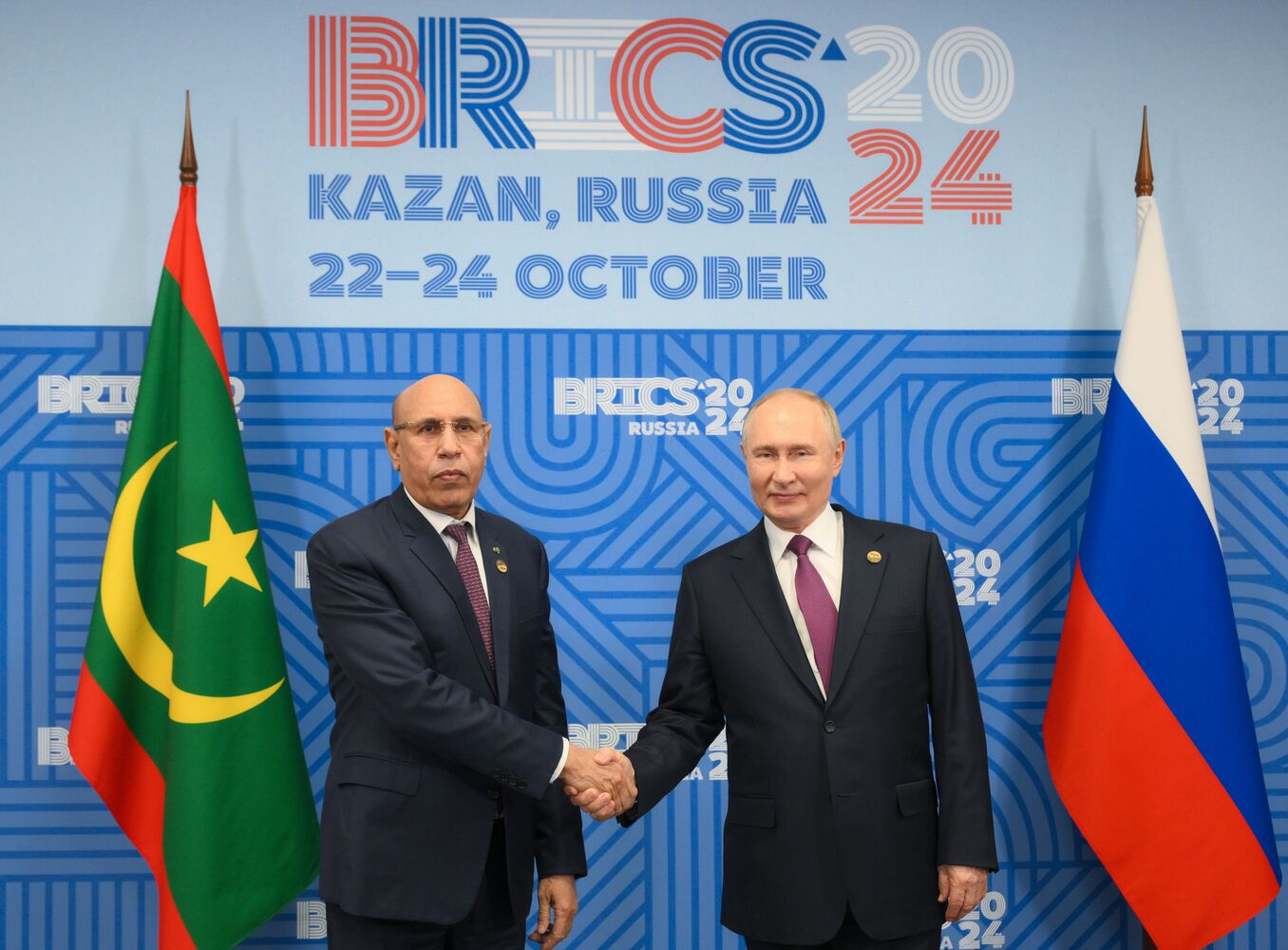 16th BRICS Summit. President of Russia Vladimir Putin meets with President of Mauritania Mohamed Ould Ghazouani