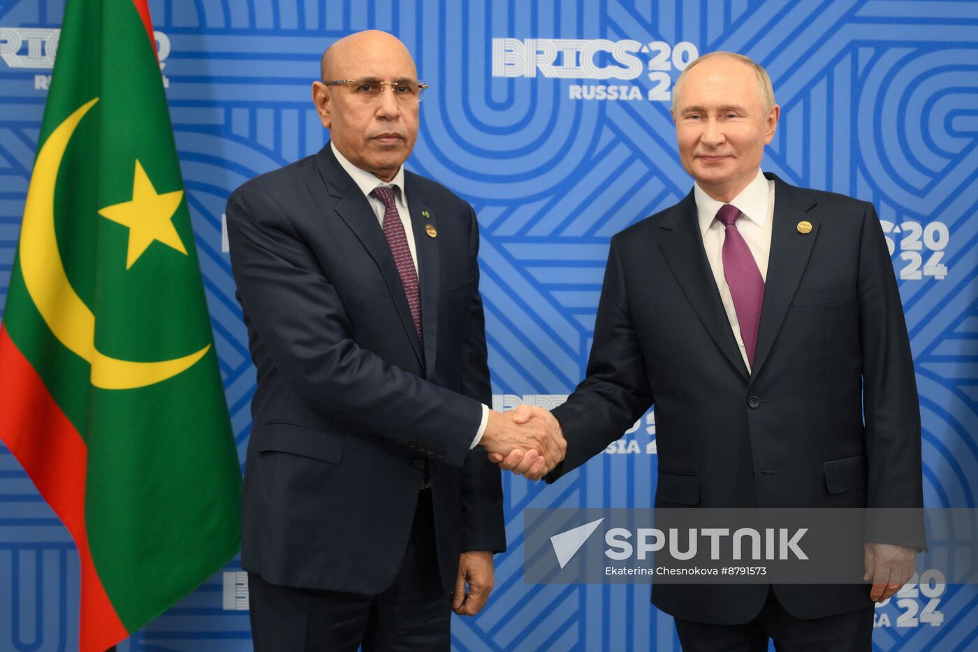 16th BRICS Summit. President of Russia Vladimir Putin meets with President of Mauritania Mohamed Ould Ghazouani