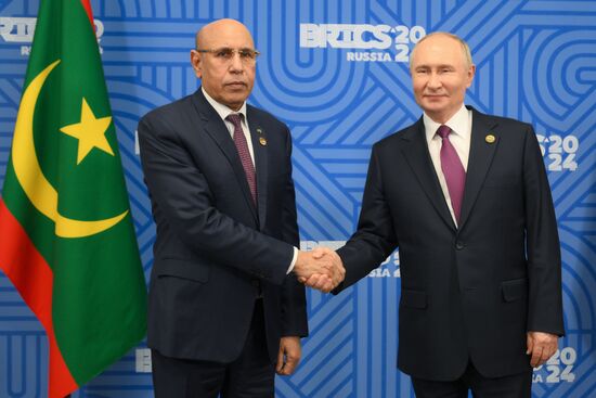 16th BRICS Summit. President of Russia Vladimir Putin meets with President of Mauritania Mohamed Ould Ghazouani
