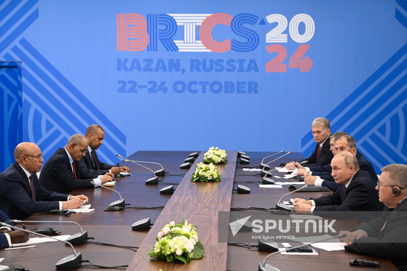 16th BRICS Summit. President of Russia Vladimir Putin meets with President of Mauritania Mohamed Ould Ghazouani