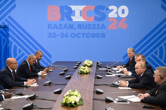 16th BRICS Summit. President of Russia Vladimir Putin meets with President of Mauritania Mohamed Ould Ghazouani