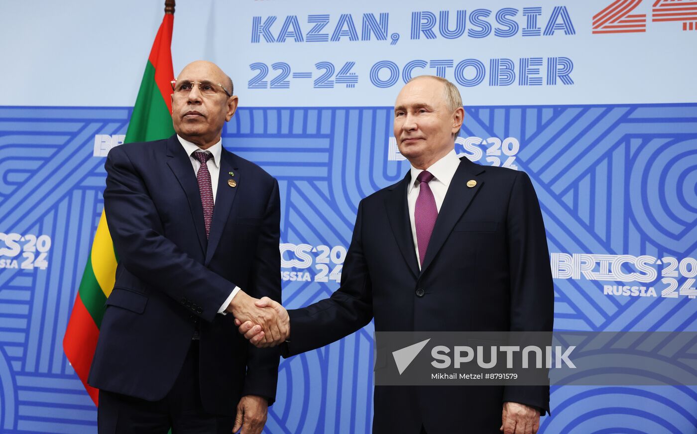 16th BRICS Summit. President of Russia Vladimir Putin meets with President of Mauritania Mohamed Ould Ghazouani