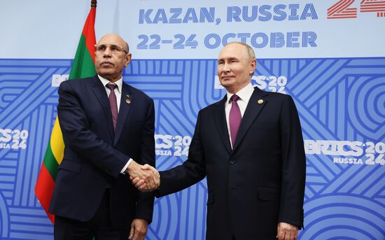 16th BRICS Summit. President of Russia Vladimir Putin meets with President of Mauritania Mohamed Ould Ghazouani