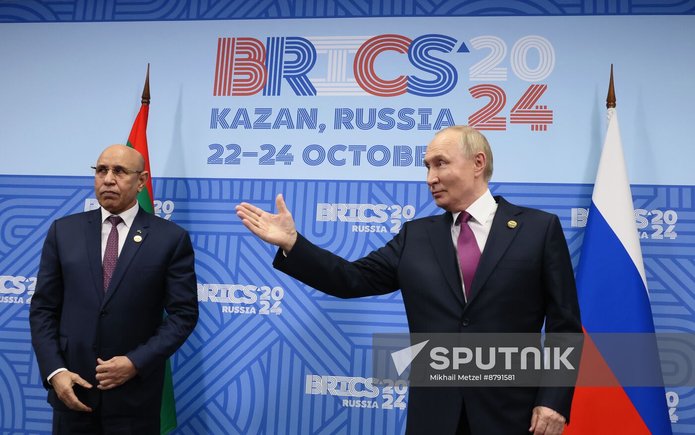 16th BRICS Summit. President of Russia Vladimir Putin meets with President of Mauritania Mohamed Ould Ghazouani