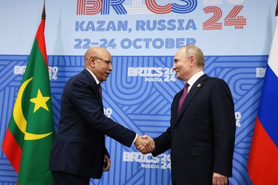 16th BRICS Summit. President of Russia Vladimir Putin meets with President of Mauritania Mohamed Ould Ghazouani