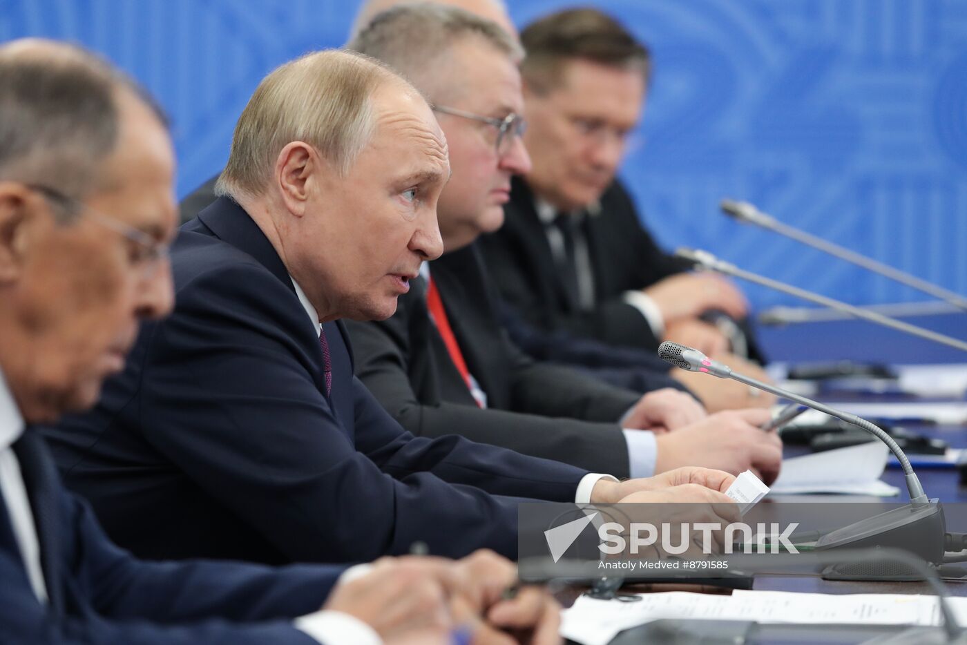 16th BRICS Summit. Meeting of President of Russia Vladimir Putin with President of Bolivia Luis Alberto Arce Catacora