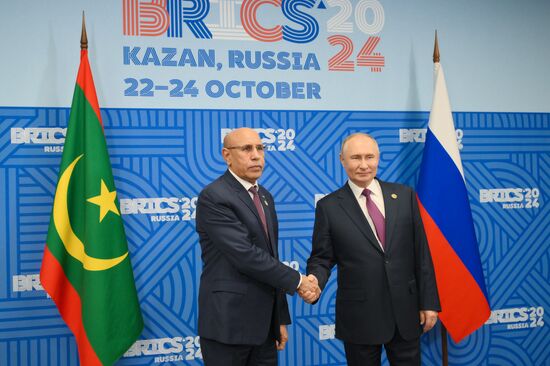 16th BRICS Summit. President of Russia Vladimir Putin meets with President of Mauritania Mohamed Ould Ghazouani