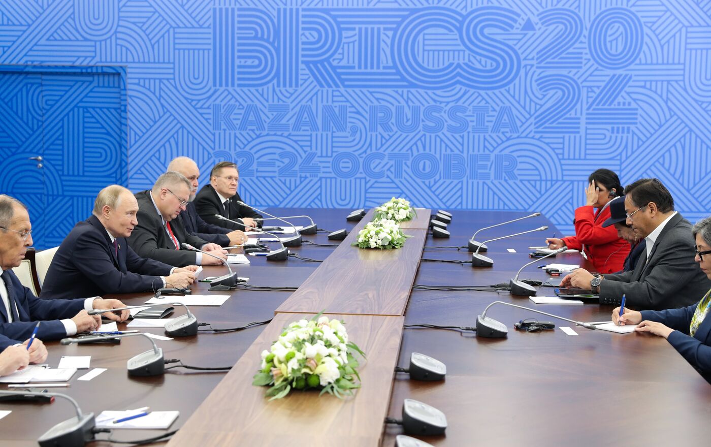 16th BRICS Summit. Meeting of President of Russia Vladimir Putin with President of Bolivia Luis Alberto Arce Catacora